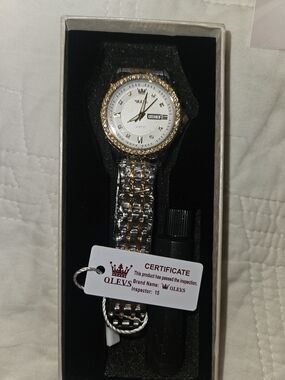 OLEVS Women’s Two-Tone Gold & Silver Watch with White Dial